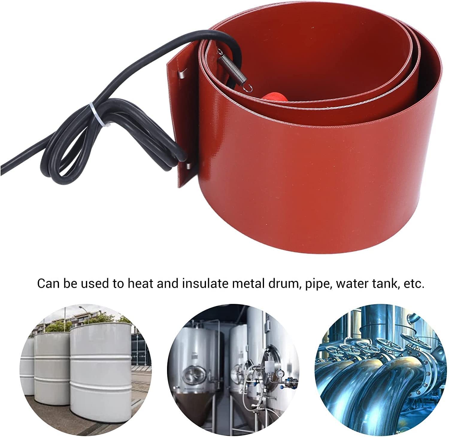Chauffe-fût en métal Réchauffeur de seau avec thermostat réglable de 30 ~ 150 ℃, matériaux d'isolation imperméables, contrôle de température flexible, chauffe-tambour en métal robuste (couleur: numé