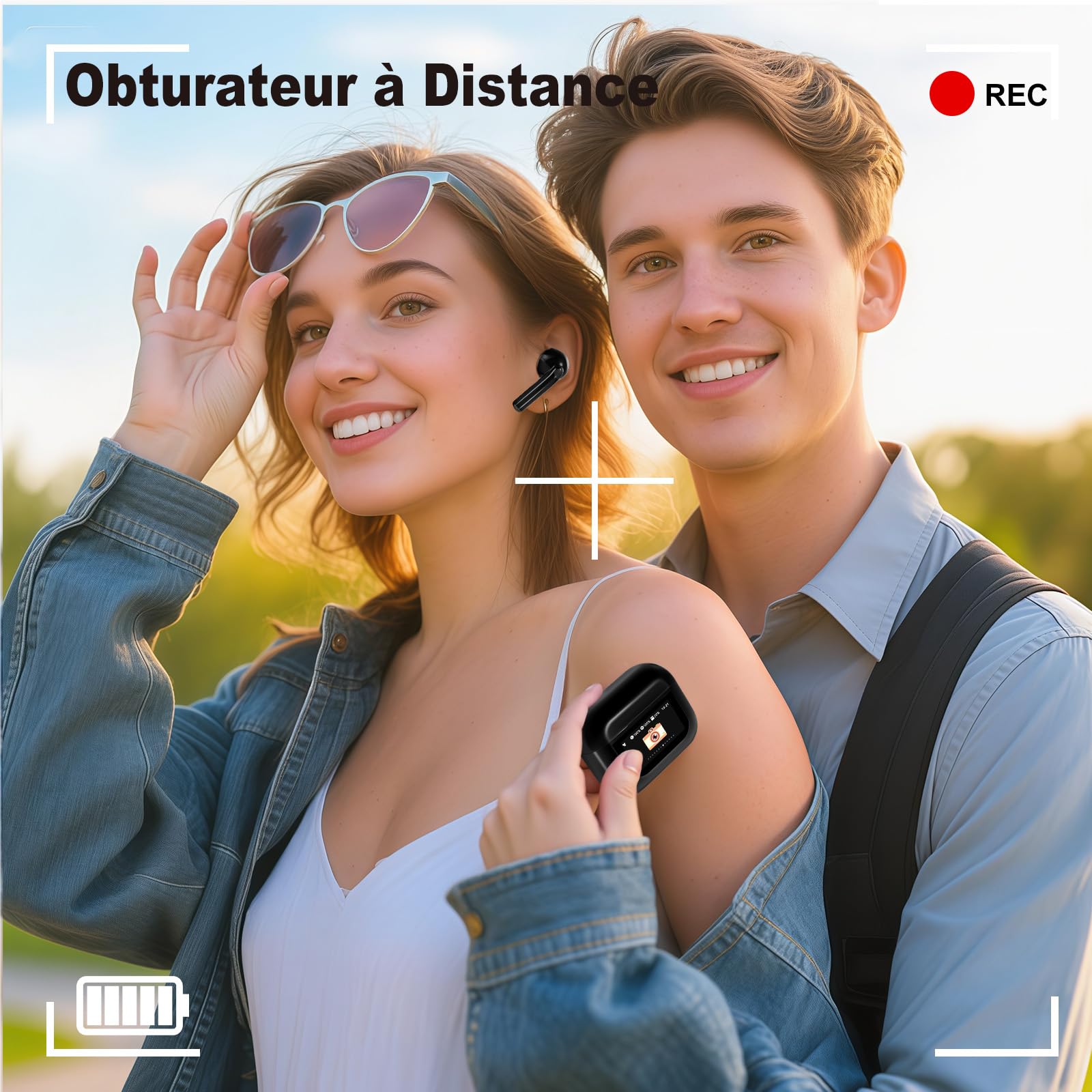 Écouteurs Bluetooth avec écran tactile, écouteurs intra-auriculaires sans fil, Bluetooth 5.4, avec annulation du bruit ANC+ENC, étanchéité IPX7, noir
