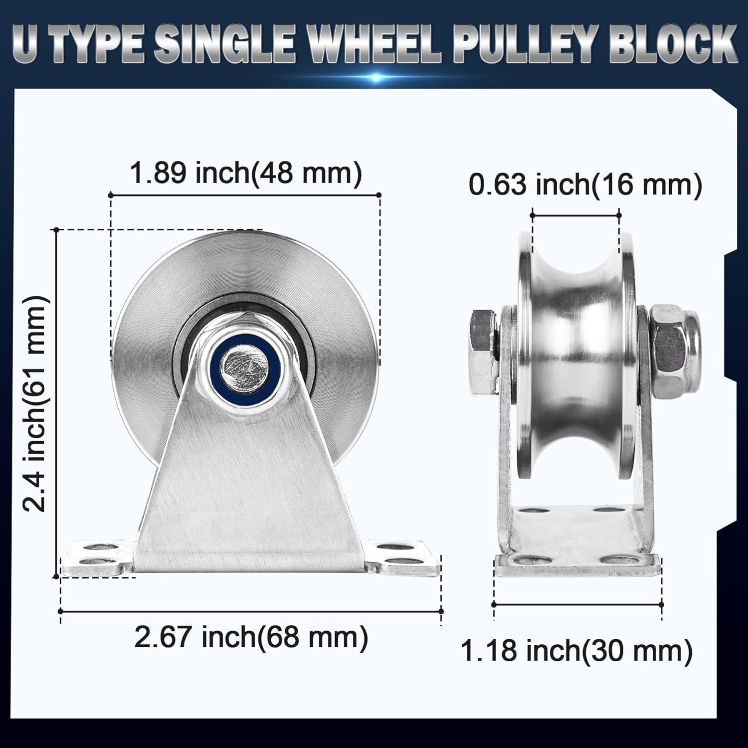 304 Bloczek Krążkowy ze Stali Nierdzewnej z Łożyskami Duplex, 32mm Koło Rowkowe do Sprzętu DIY na Siłownię, Bramy Przesuwnej, Maszyny Linowej, Akcesorium do Montażu na Ścianie, Płynny i Trwały