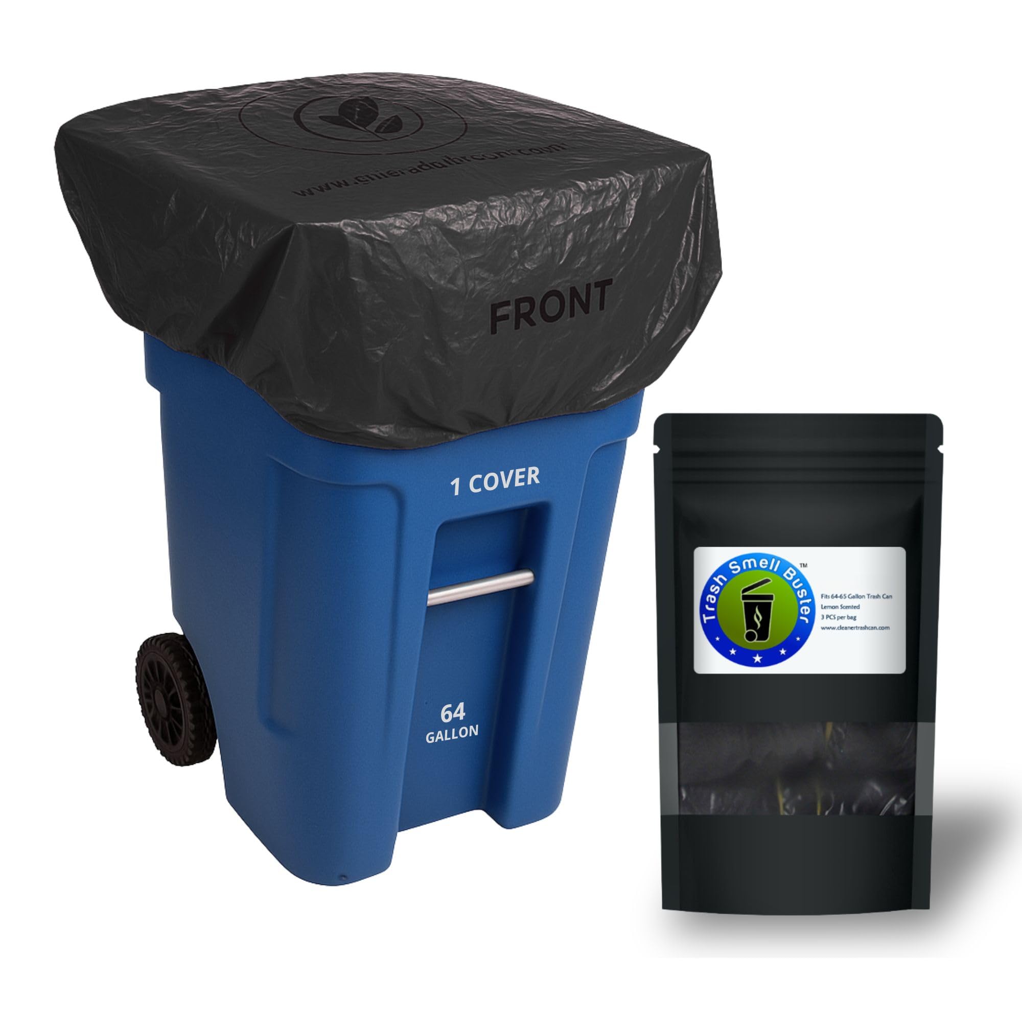 trash smell buster Trash Can Smell Eliminator Cover Odor Eliminating Bag Lemon Scented Durable Chemical Free 64 Gallon 1 Pack