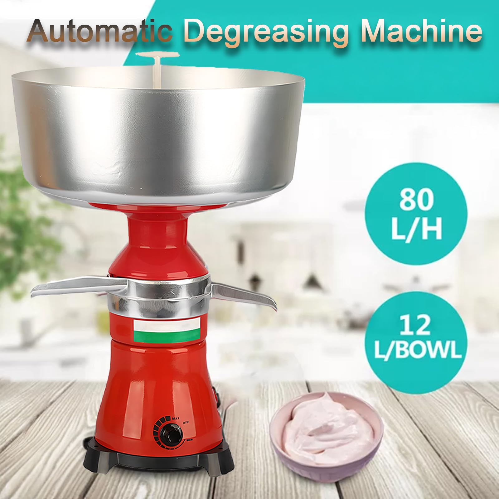 Elektrischer Milchcremeabscheider, Professionelle Sahneabschäummaschine, 80L/H zum Abschöpfen von Sahne und Magermilch aus Roh- oder Vollmilch