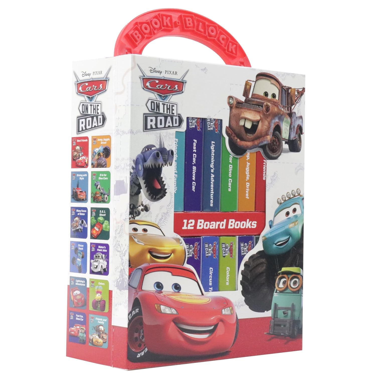 Disney Juego de libros de tablero de Cars para niños pequeños y bebés, paquete con 12 libros de tablero de historias con Lightning McQueen y más libros para niños pequeños