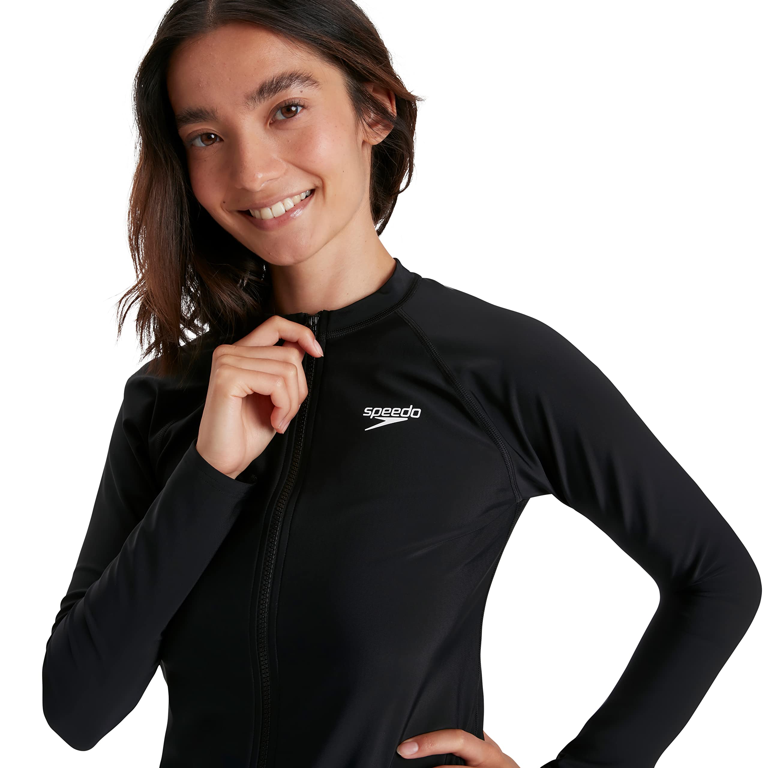 Speedo Full Zip Long Sleeve Sun Protection Rash Top Rash Top Mujer (Pack de 1)
