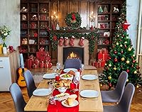 Vista 4 de Fondos de Navidad de 7 x 5 pies para fotografía de Navidad, telón de fondo de chimenea, fondo de Navidad para fotografía, decoraciones de fiesta