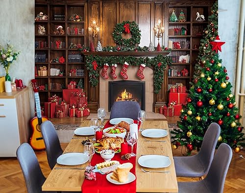 Miniatura 4 de Fondos de Navidad de 7 x 5 pies para fotografía de Navidad, telón de fondo de chimenea, fondo de Navidad para fotografía, decoraciones de fiesta de