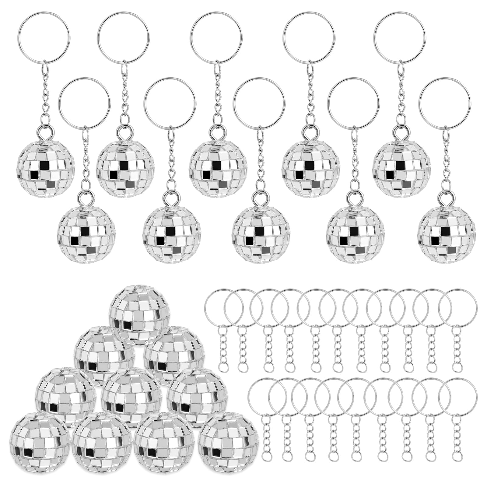 12 stuks tennisbalsleutelhangers, mini-tennisbal, sleutelhangers, 6 kleuren, tennisbal, sleutelhanger, tas, hanger, metaal, sleutelringen met tennis, het cadeau voor tennisspelers en tennisfans, geel
