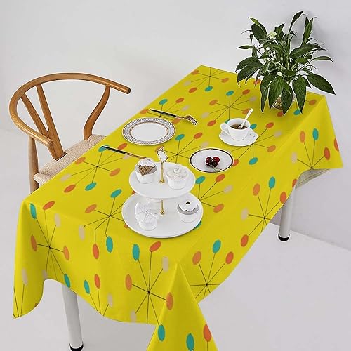 Miniatura 29 de Mantel retro moderno de mediados de siglo, diseño de colores retro de los años 50, resistente al agua, mantel lavable para cocina, comedor, fiesta