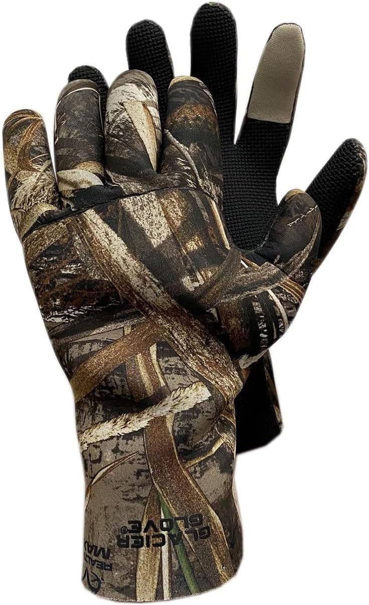 Glacier Glove Men's Aleutian Realtree Max-7 Waterproof Neoprene Hunting Gloves - Fleece-Lined, Sharkskin Palm, Blind Stitched