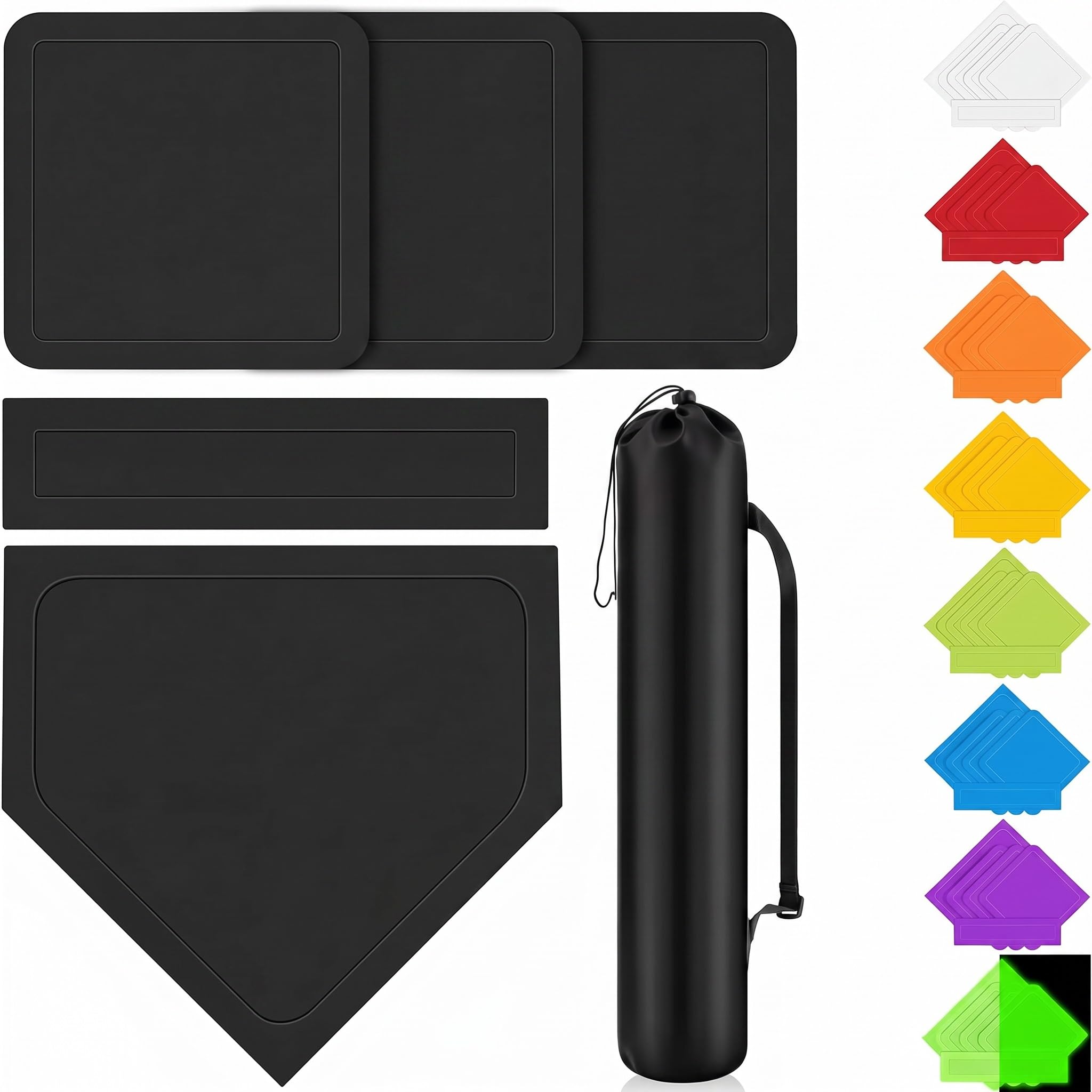 Hiboom 5 Pcs Baseball Bases Home Plate Rubber