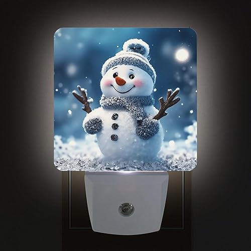 Miniatura 2 de Paquete de 2 luces nocturnas de muñeco de nieve de Navidad con sensor automático, lámpara nocturna con sensor automático, lámpara de noche para