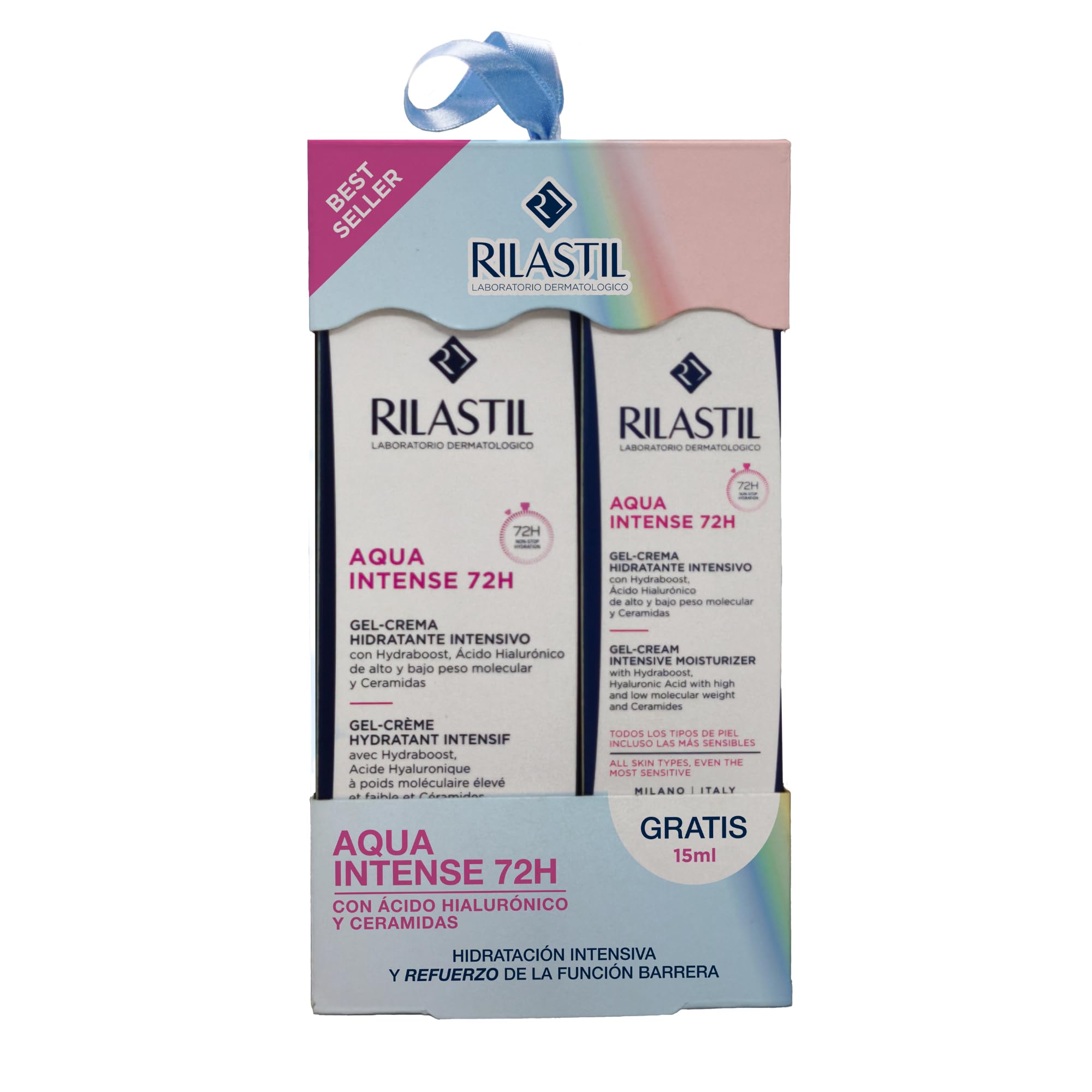 Rilastil - Aqua Intense 72h, Pack Hidratante Facial, 40 + 15 ml en oferta en Amazon