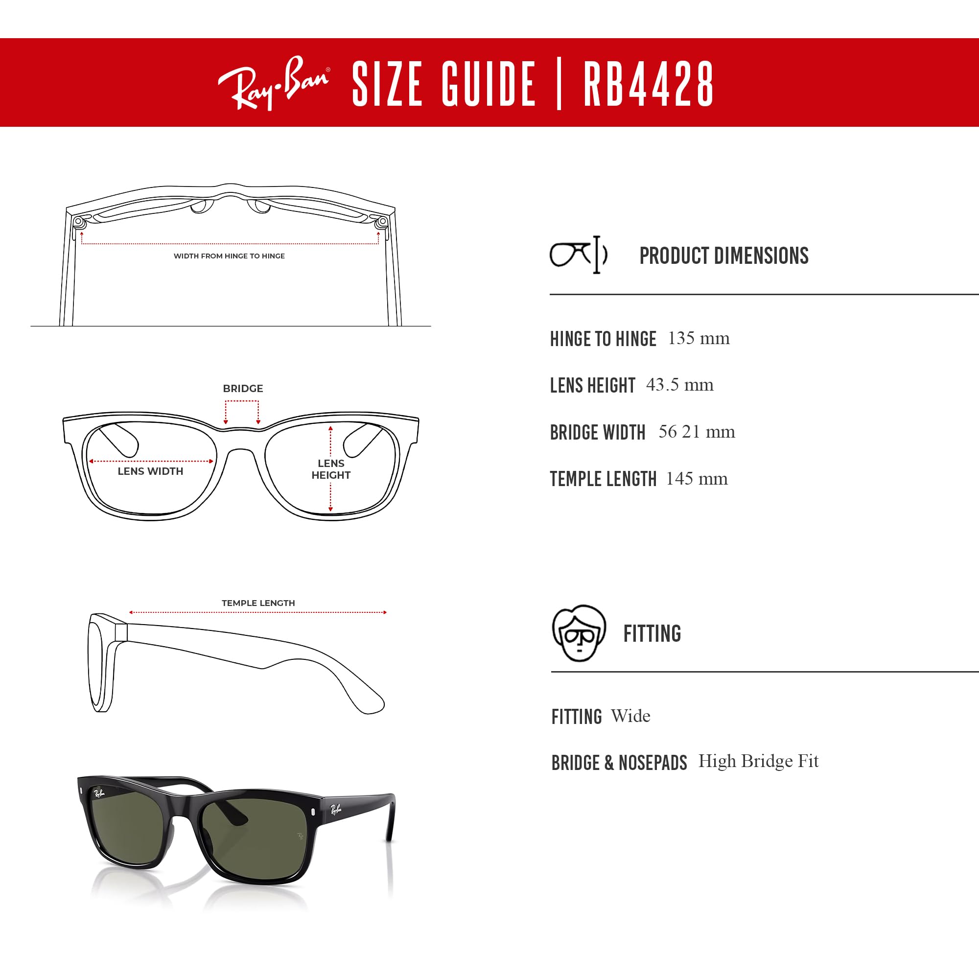 RayBan 0RB4428 Sonnenbrille 601/3156