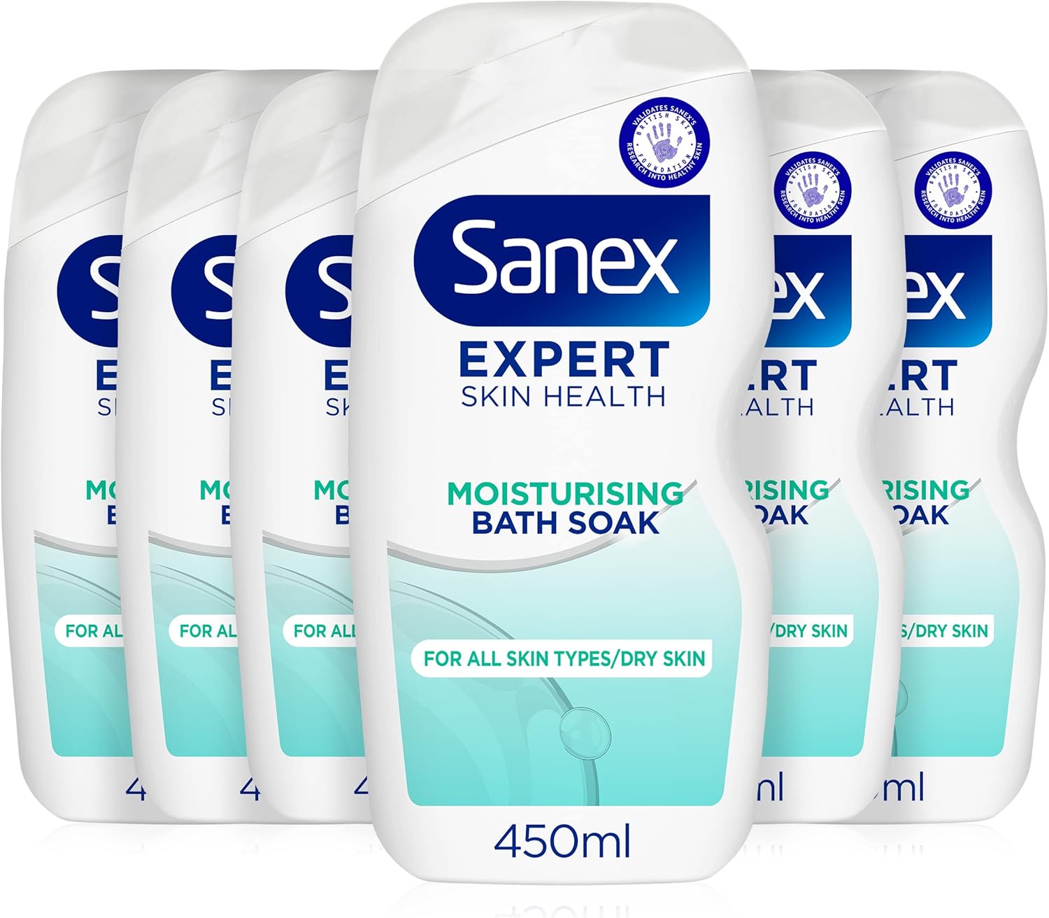 Sanex Expert Skin Health Moisturising Bath Soak 450ml pack of 6 bath soak men and women bath