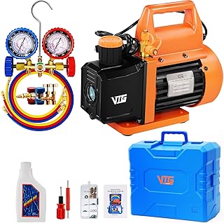 VTG VOGTEN 4.5 CFM AC Vacuum Pump and Gauge Set,for Mini Split/HVAC/Auto Systems,Manifold Gauge Kit Compatible with R134a ...