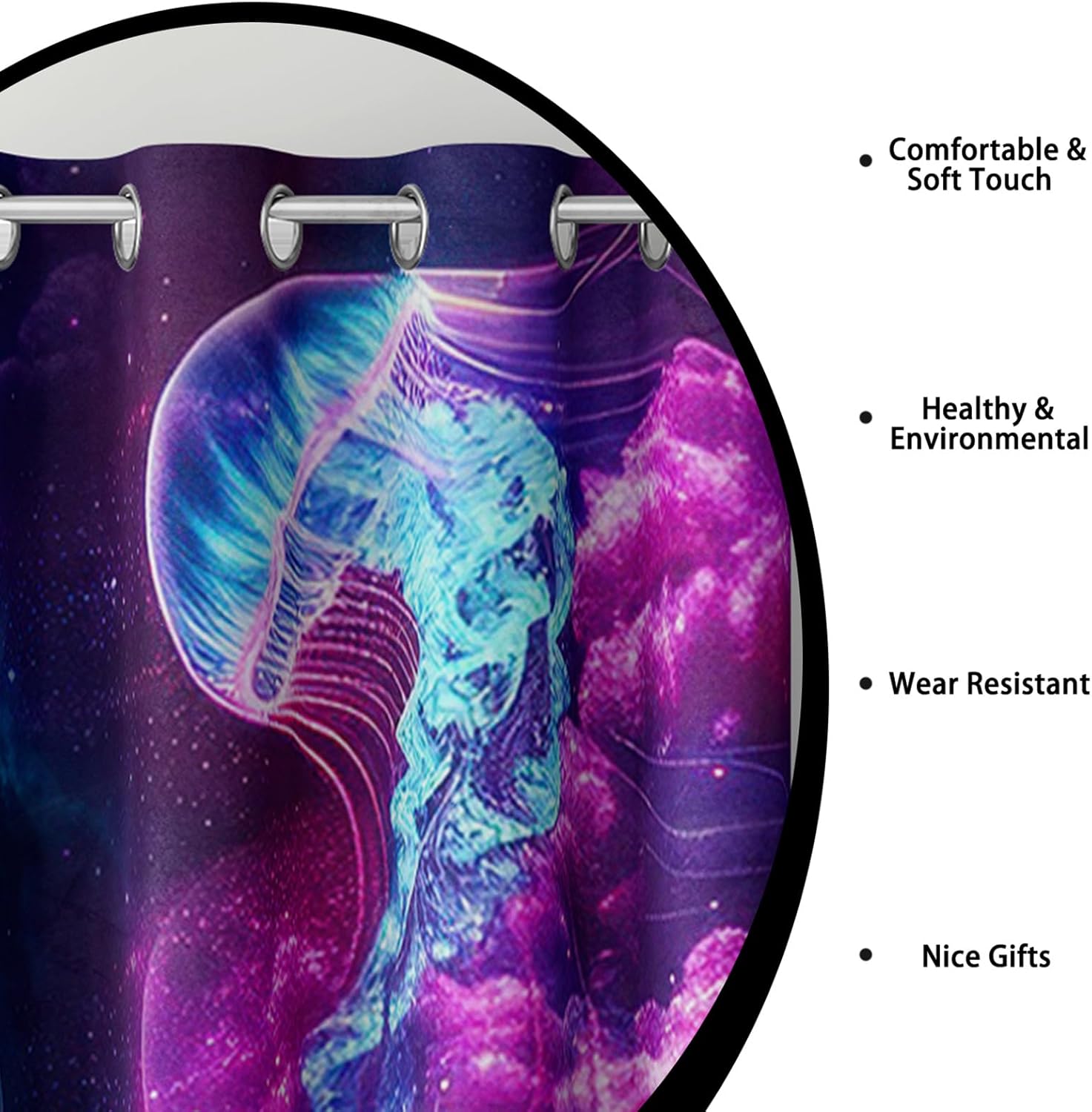 AILONEN Kids Sea Turtle Window Curtain,Dreamy Night Starry Jellyfish Window Drapes,Colorful Turtle Printed Ocean Animal Grommet Curtain,2 Panels Set, 38" W x 45" H