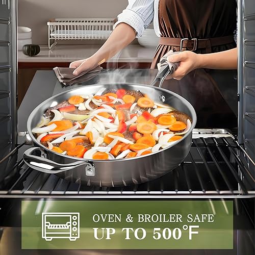 Miniatura 7 de EWFEN - Juego de ollas y sartenes de acero inoxidable de triple capa, juego de utensilios de cocina de inducción de 12 piezas, apto para horno y