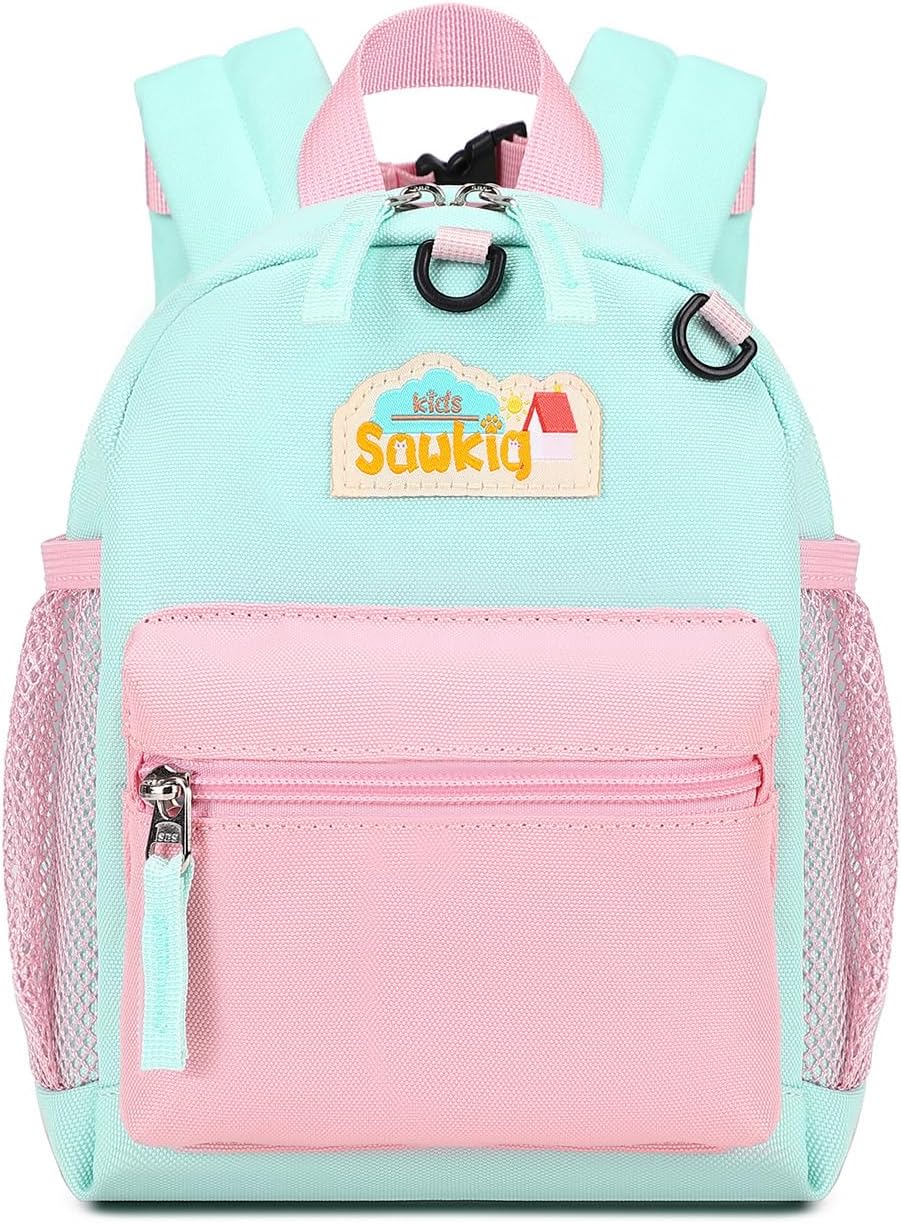 Cute Toddler Girl Backpack for Daycare 12 inch Backpack for Little Girls 1-3 (Black and Pink)