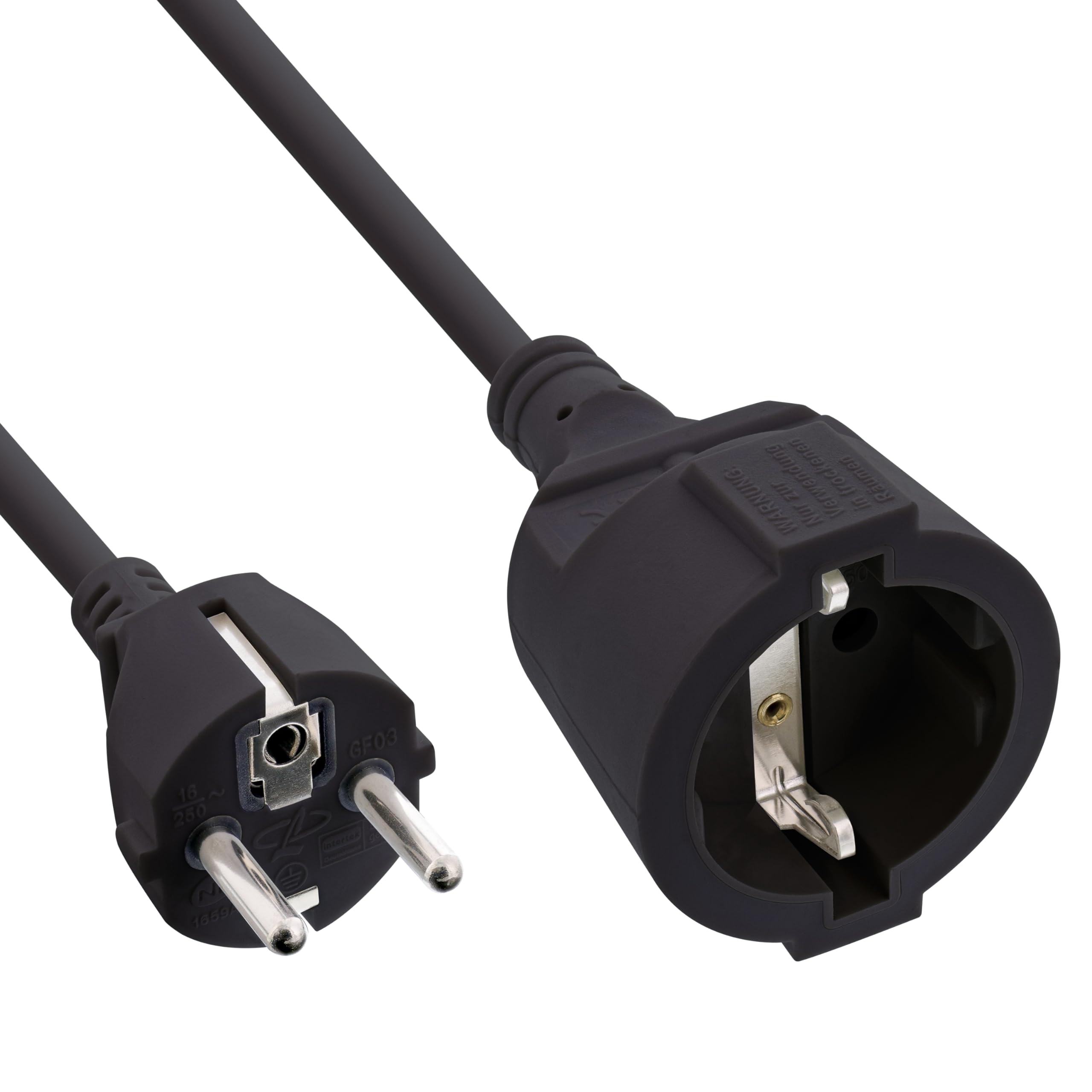 InLine Protective Contact Extension Cable with Child Lock Plug Socket (7 m) Black