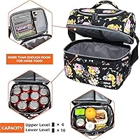 Vista 7 de OPUX Lonchera para mujeres, bolsa de almuerzo grande aislada para adultos, trabajo, doble cubierta, preparación de comidas, lonchera de doble