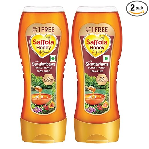 Saffola Honey Active, Made with Sundarban Forest Honey, 100% Pure Honey, No sugar adulteration, Natural Immunity booster, 2 x 350g