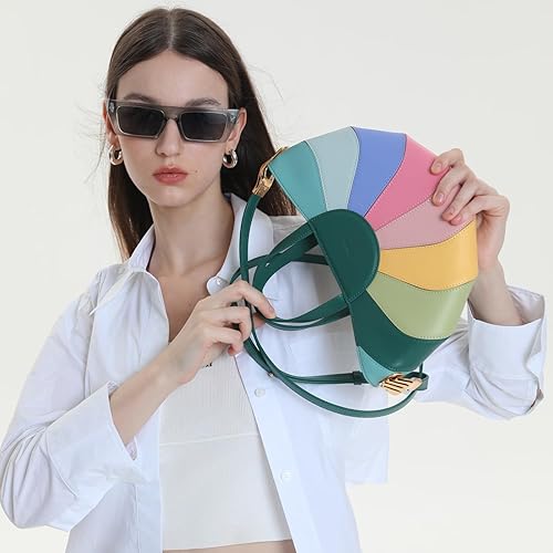 Miniatura 8 de Zornna - Bolso de mano de piel azul de primera calidad para mujer, bolso vibrante y único, Azul