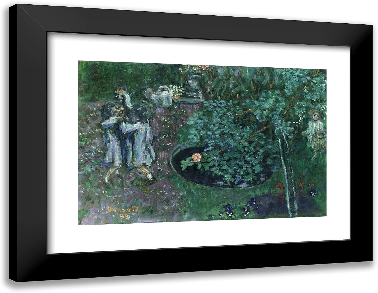 ArtDirect Bonnard, Pierre 24x19 Black Modern Framed Art Print Titled: Children Playing in a Garden