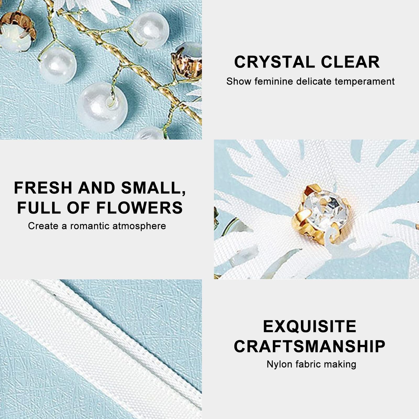 2 PCS Daisy Pearl Flower Headband, Rhinestone Floral Hair Vine - Image 3