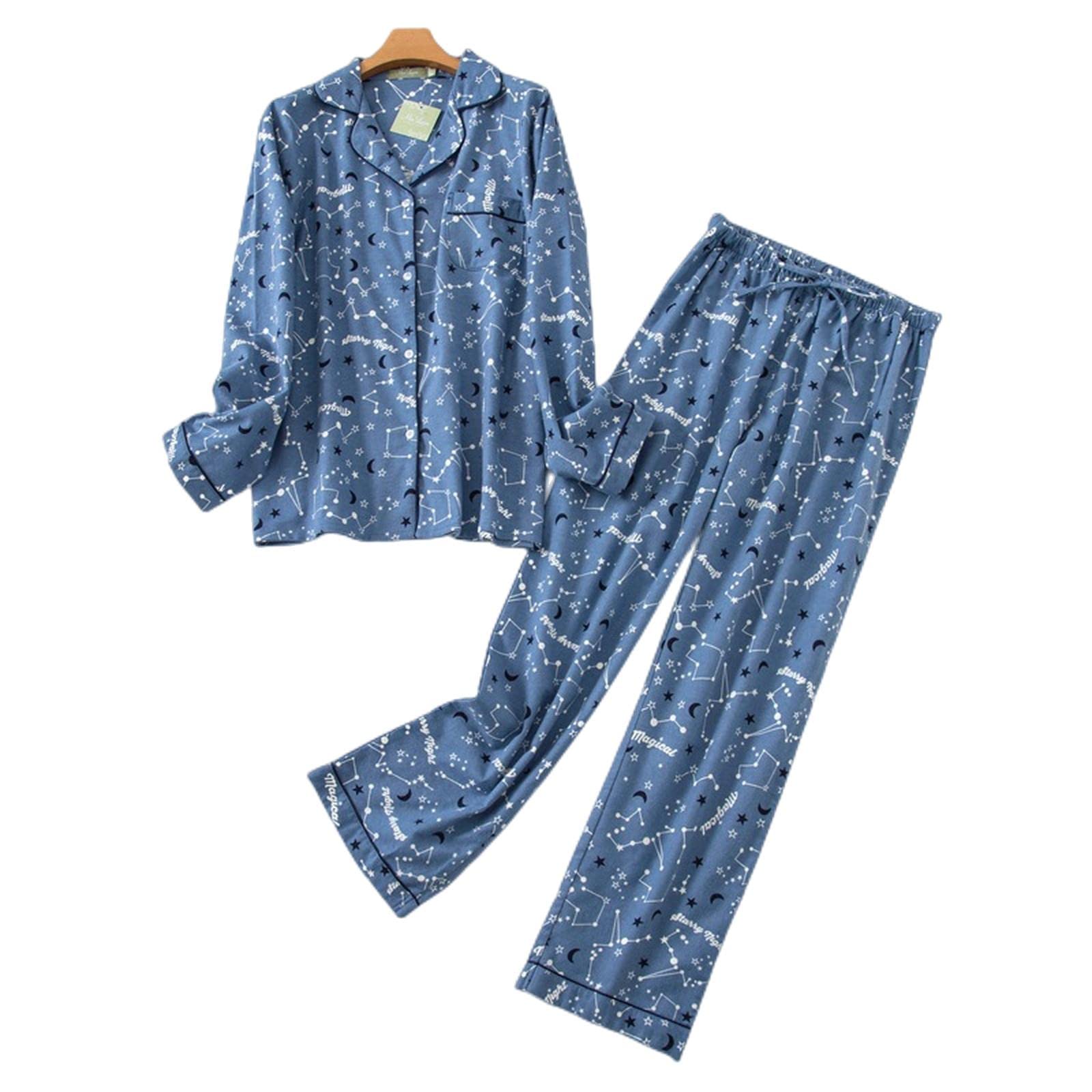 MOGSA Pijamas para mujer, tallas grandes, ropa de franela de algodón para mujer, traje de otoño y primavera, estampado a cuadros, tops para dormir