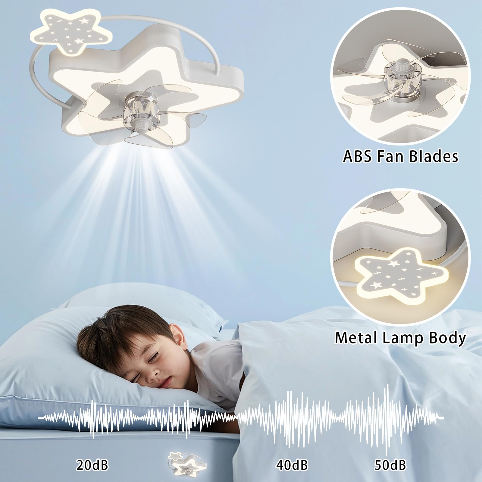 LED Ventilatore Da Soffitto Con Luce Bambini E Telecomando Silenzioso Plafoniera Con Ventilatore Dimmerabile Smart 6 Velocità Lampadario Ventilatore Da Soffitto Moderne Camera Da Letto