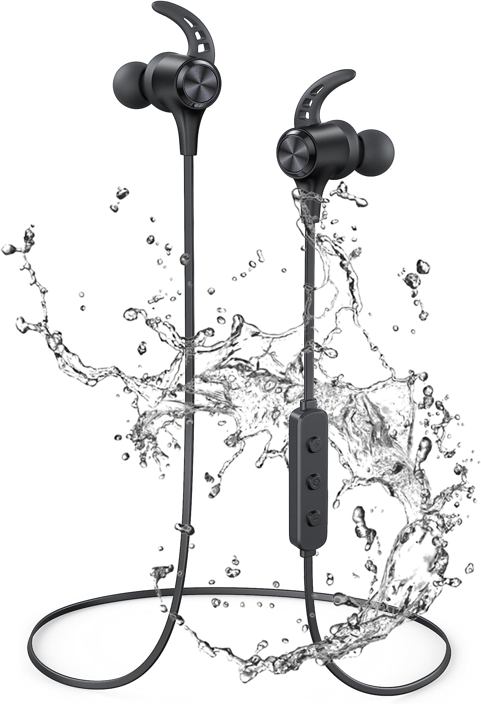 Bluetooth Headphones, Bluetooth 5.2 Stereo aptX Wireless Earbuds Bass Magnetic Neckband IPX7 Waterproof Bluetooths Earbuds Bulit-in Mic with 15H Playtime, Lightweight Earphones for Sport Space Silver