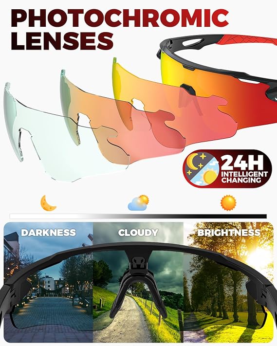 Photochromic Sunglasses for Men Women, Transition Sunglasses for Cycling
