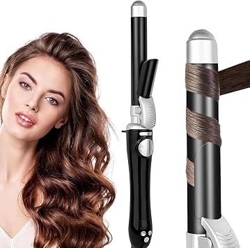 Curling Iron with Long Wand, Rotating Automatic Curling Iron, 13-Speed Temperature Adjustable, 30 Seconds Instant Heating, 1H Automatic Shut-Off, Anti-Scald, 110-240V Dual Voltage (A)