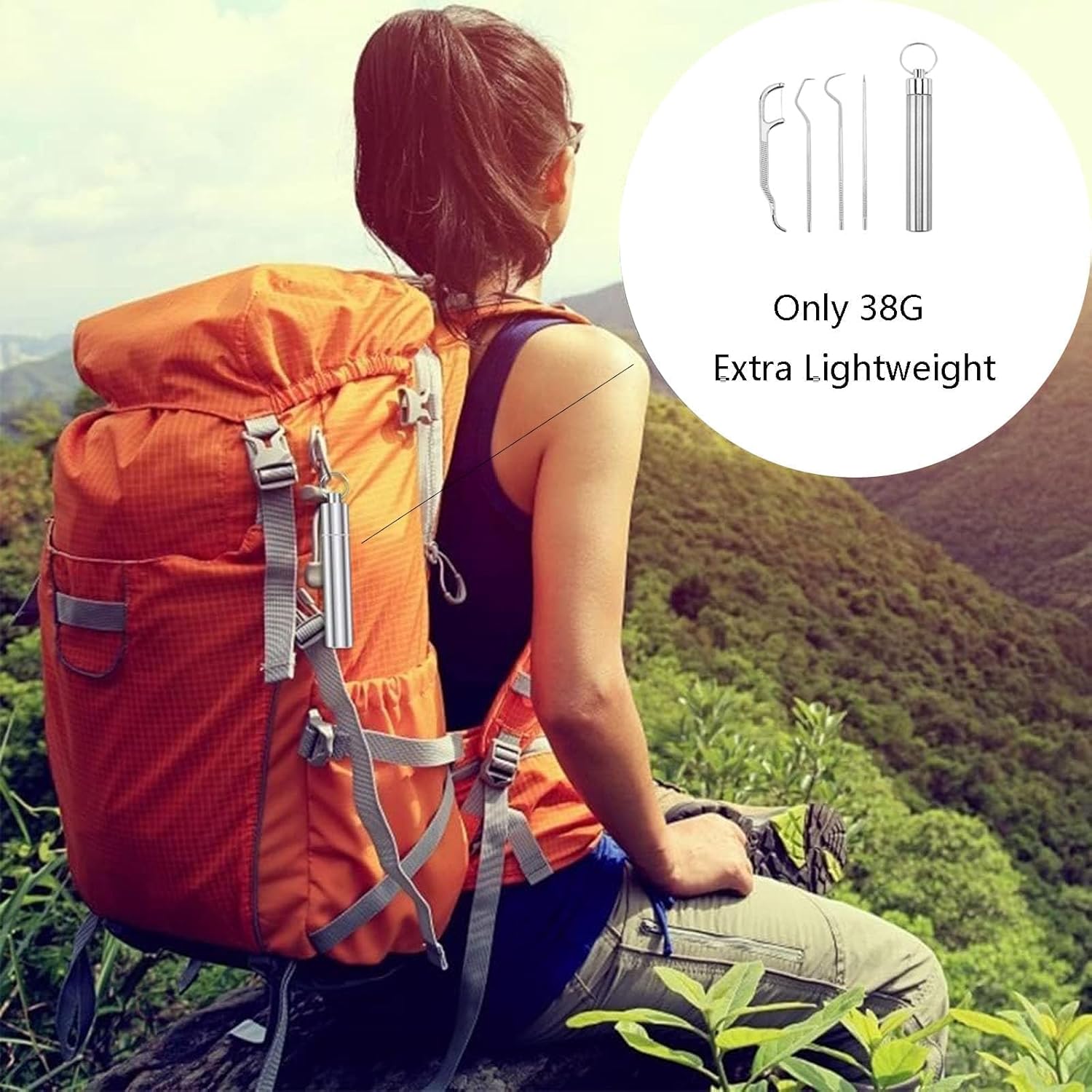 Toothpick Holder Stainless Steel 304 Toothpicks Set Reusable Titanium Toothpick Waterproof l Pill Box with Key Chain Travel Toothpick in Case for Outdoor Activities and Travel