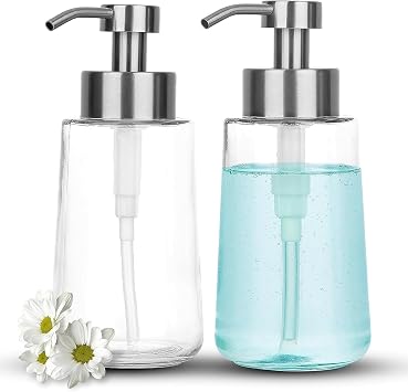 Glass Soap Dispenser 16oz Hand Soap Dispenser Brushed Nickel