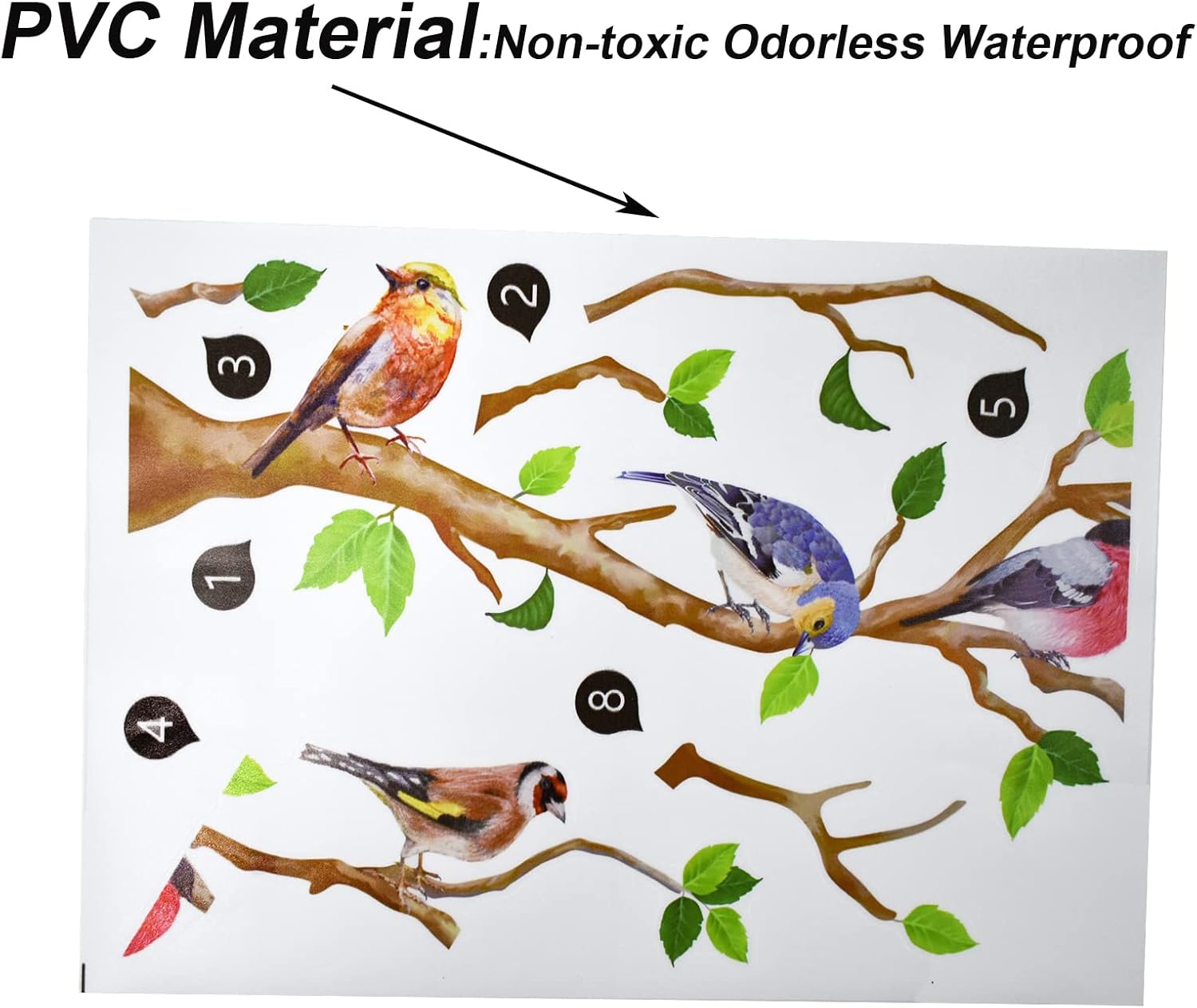 Maydahui Little Birds on Tree Branches Wall Decal Vinyl Wall Sticker (34 x 34 Inch) Removable Peel and Stick Art Murals Decor for Bedroom Offices Classroom Living Room Background