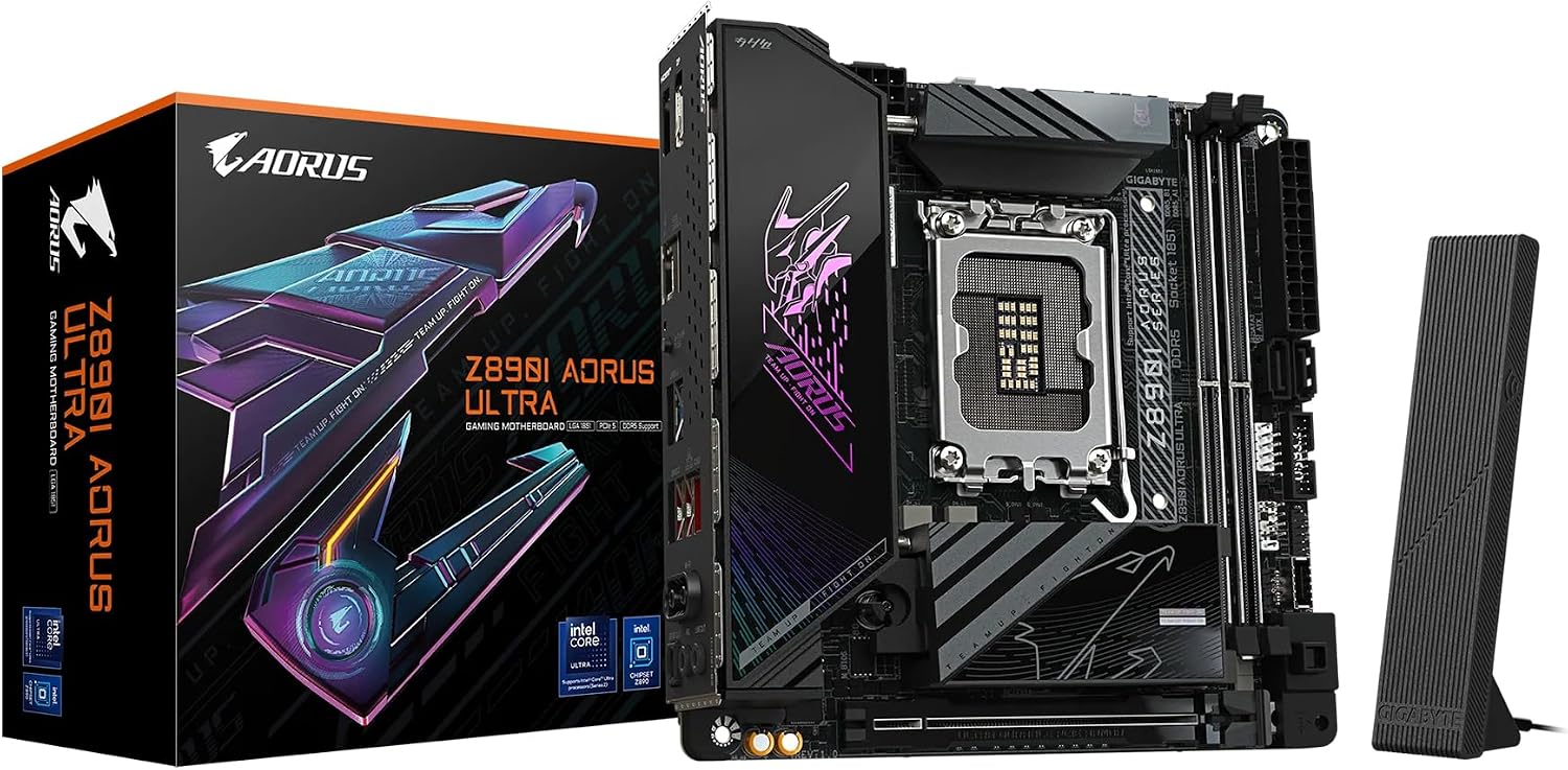 Z890I AORUS Ultra Ultra Core (Series 2) LGA 1851, Mini-ITX, DDR5, 2X M.2, PCIe 5.0, Thunderbolt 4, WIFI7, 2.5GbE LAN, EZ-Latch