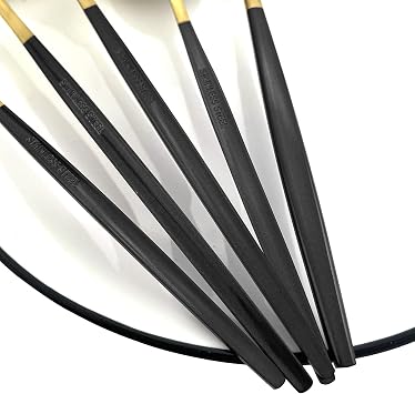 Matte Gold Silverware Set, 30-Piece 18/8 Stainless Steel Flatware Sets for 6, Flat Style Tableware Satin Cutlery Set for Home and Restaurant, Hand Wash Recommended (Black Handle Gold)
