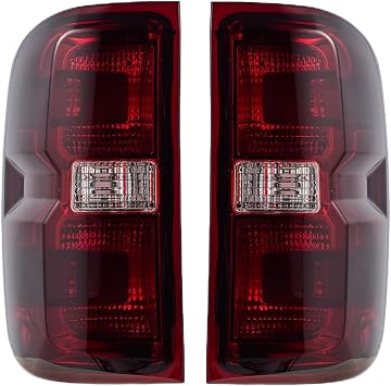 Tail Lights Rear Lamp Brake lights Compatible with Chevy Chevrolet Silverado 1500 2500 3500 2014-2019, GMC Sierra 2500 3500 2015-2019,Without Wiring Kit and Bulbs, Red Smoked-Pair