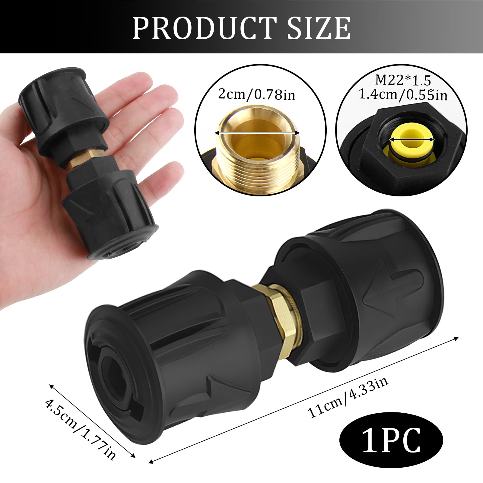 2-Pack High Pressure Quick-Connect Adapters for Krcher Pressure Washers M22 14mm Hose & Gun Connectors Compatible with Karcher K2 K3 K4 K5 K6 K7 Quick Release Couplings for Home Garden Cleaning - Image 2