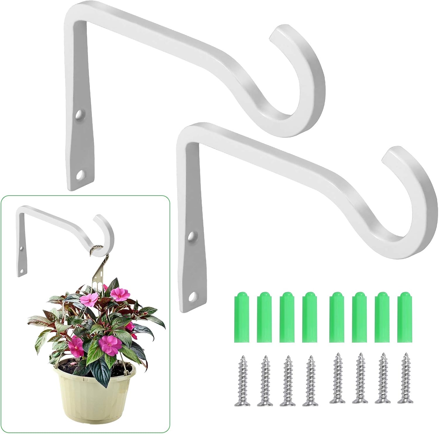 Lot De 2 Suspensions Murales En Pin Pour Plantes - Crochets Décoratifs En Bois (23.3x22x2.4 Cm) - Support Pour Pots De Fleurs, Lanternes - Charge Max 7kg