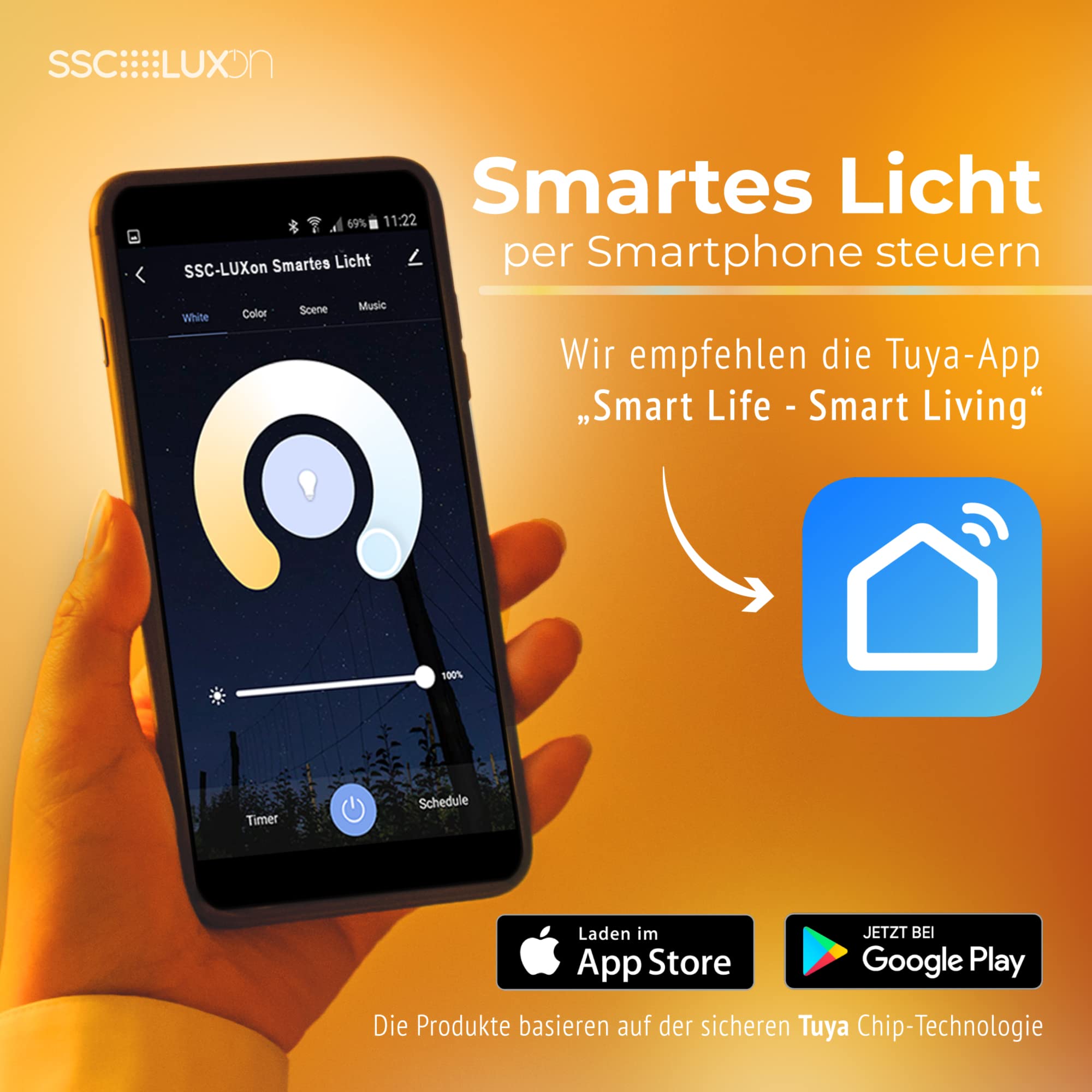 SSC-LUXon RADIVO Wegeleuchte Außen mit LED Kerze E14 steuerbar via App WLAN dimmbar CCT - Sockelleuchte kompatibel mit Amazon Alexa