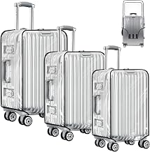 3 Pcs Transparent Suitcase Protective Cases Waterproof PVC Travel Dustproof Anti-Scratch Protective Case Cover Black Edge (20+24+28inch)