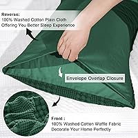 Vista 298 de PHF Fundas de almohada 100% algodón con tejido de gofre de 24 x 24 pulgadas, paquete de 2 fundas cuadradas para decoración elegante del hogar, sin