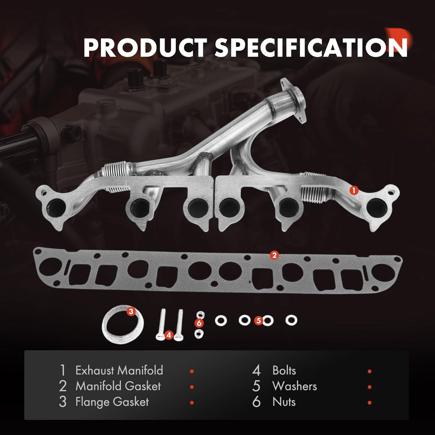 A-Premium [L6 4.0L] Engine Exhaust Manifold Kit W/Gaskets Compatible with Jeep Grand Cherokee 1993-1998, Wrangler 1991-1995 1997-1999, Cherokee 1991-1999, Comanche, TJ, Replaces 33007072, 4883385