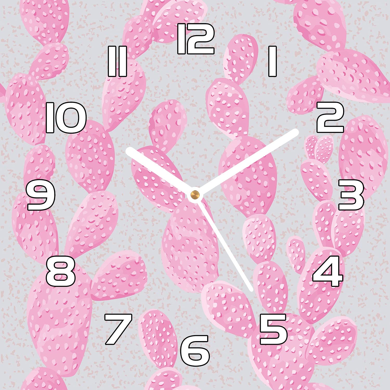 Horloge en verre de sécurité impression moderne de cactus pour mur contemporain