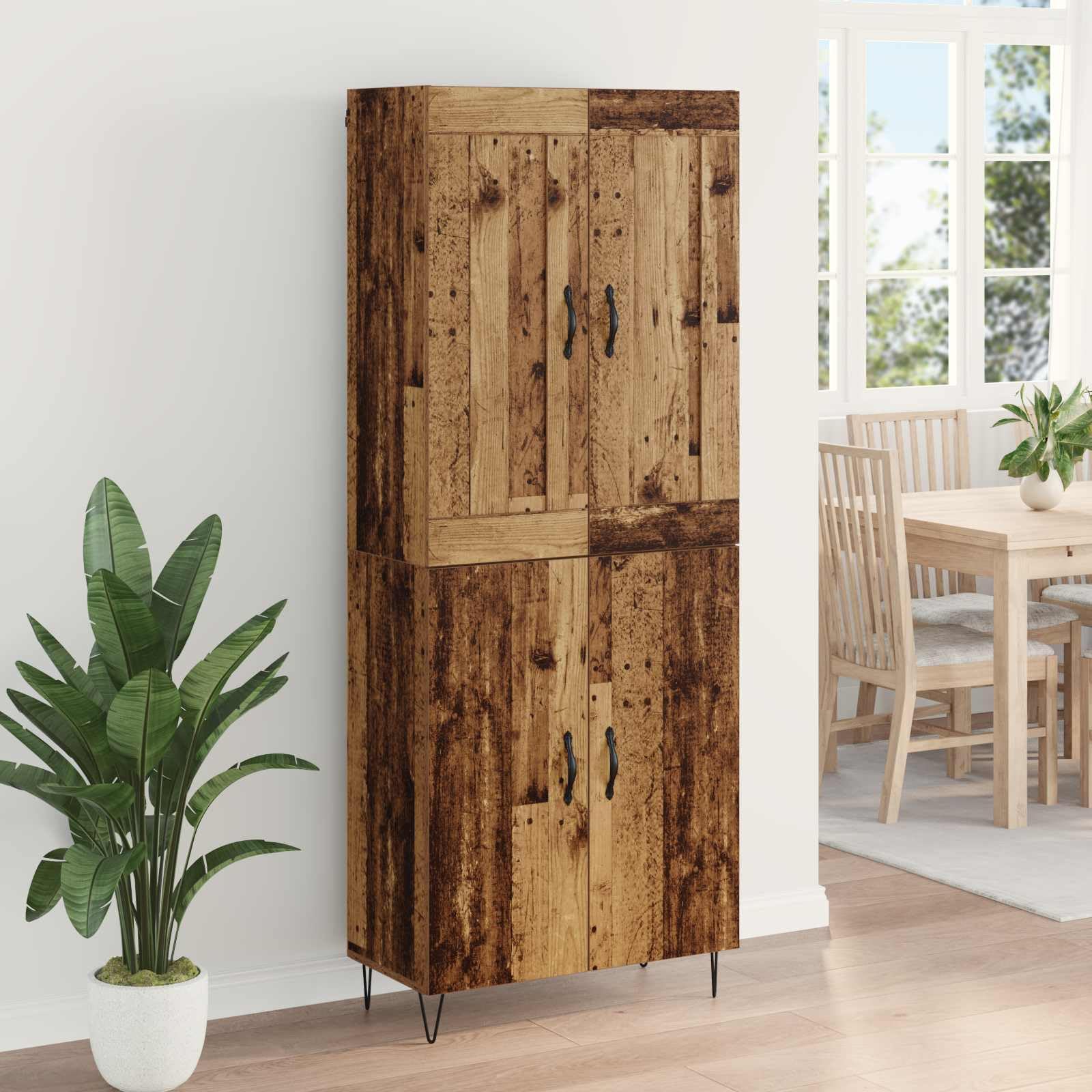 Komoda z drewna starego drewna, 69,5 x 34 x 180 cm, komoda z miejscem do przechowywania, bufetem kuchennym i jadalnią, do stylowej organizacji i nowoczesnego wystroju