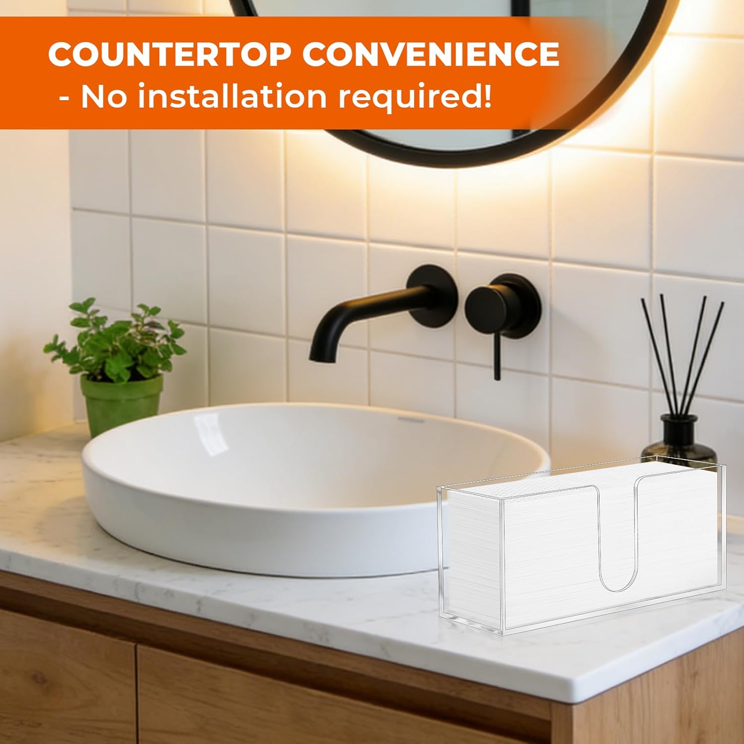 2PACK Paper Towel Holder, Countertop Paper Towel Dispenser Bathroom Paper Hand Towels Dispensers Clear Acrylic Napkin Holder Suitable for Z-fold, C-fold or MultiFold Trifold for Bathroom Kitchen