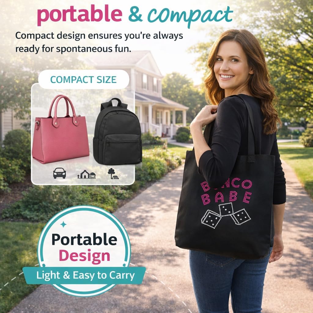 Bunco Babe Game Kit for 12 Players – All-in-One Bunco Party Supplies Starter Set with Tote Bag, Dice, Score Sheets, Pencils, Bell & Plush Die – Ready-to-Play Hostess Kit