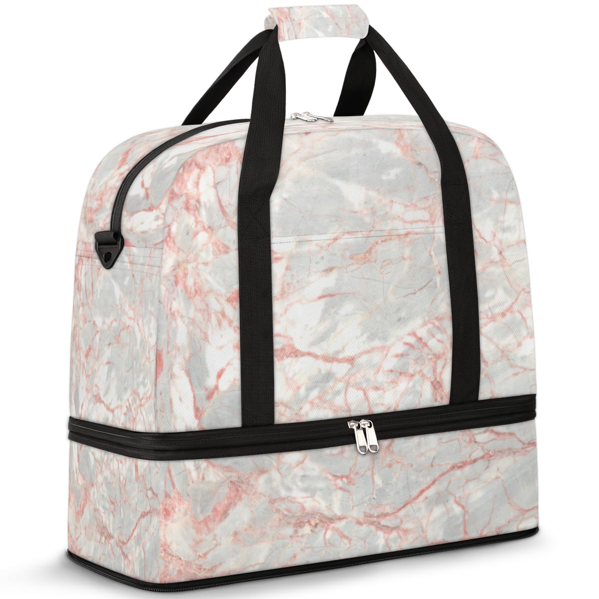 Bolsa de viaje plegable con patrón de mármol de textura de 47 litros, bolsa de fin de semana con funda de carrito de hombro separado para deportes, gimnasio, viajes, multicolor, 47L, Bolsa de viaje