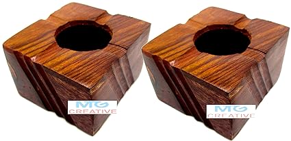 WOODEN ITEM, Wooden ashtray for Home | ash tray Rosewood small | Wooden cigarette ashtrays for Car | ash holder tray Wood | hand crafted wooden ashtray | wooden antique ashtray Square- Brown (set of 2)